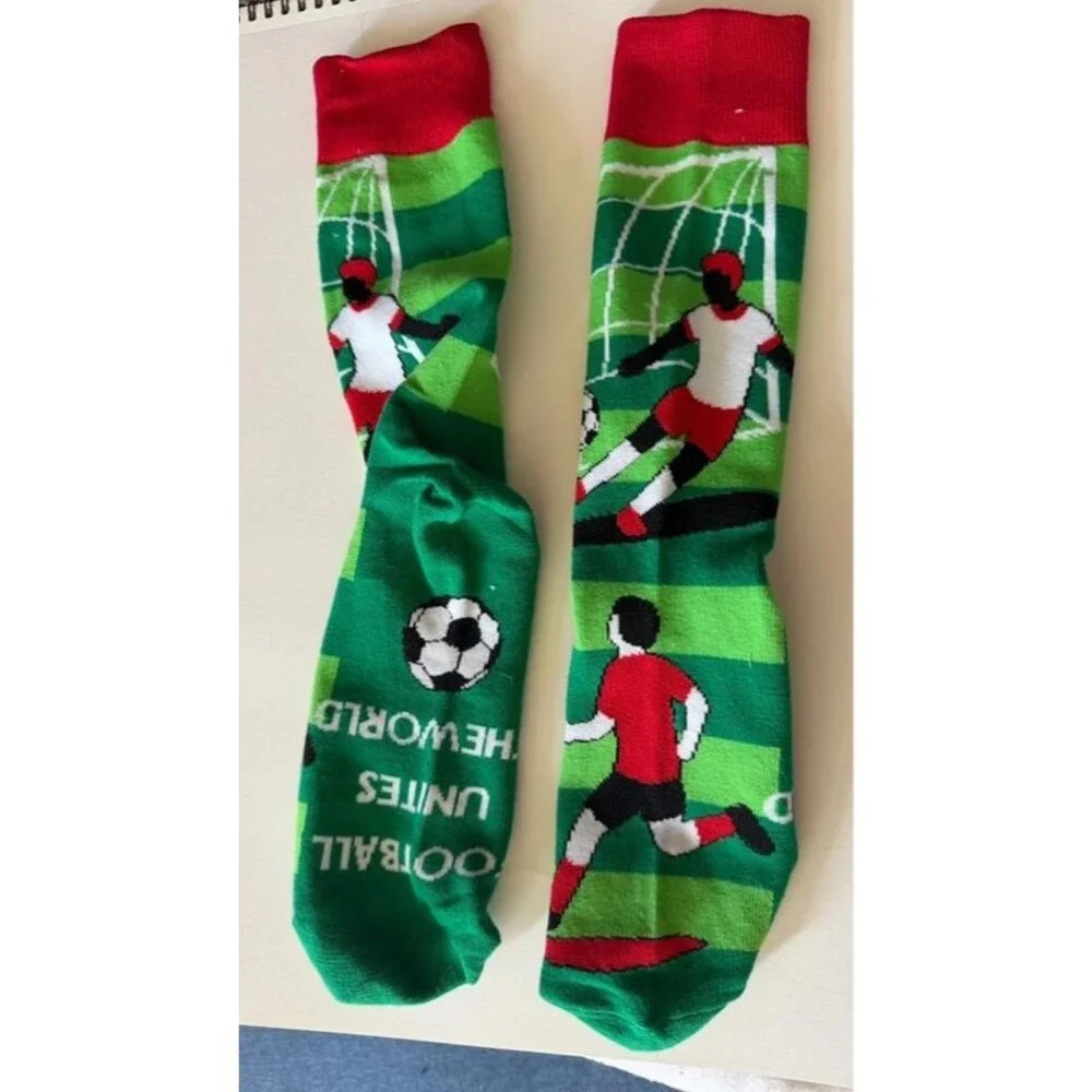 Soccer Socks Football Novelty Crew Socks Green Red Sports Fan Gift
